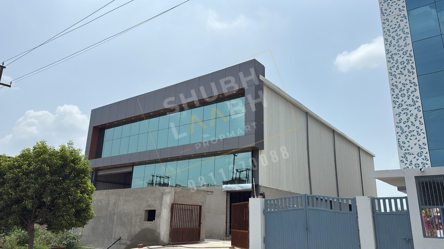 1,000 sq m factory with office block and shed in Ecotech VI, Greater Noida — 24 m road