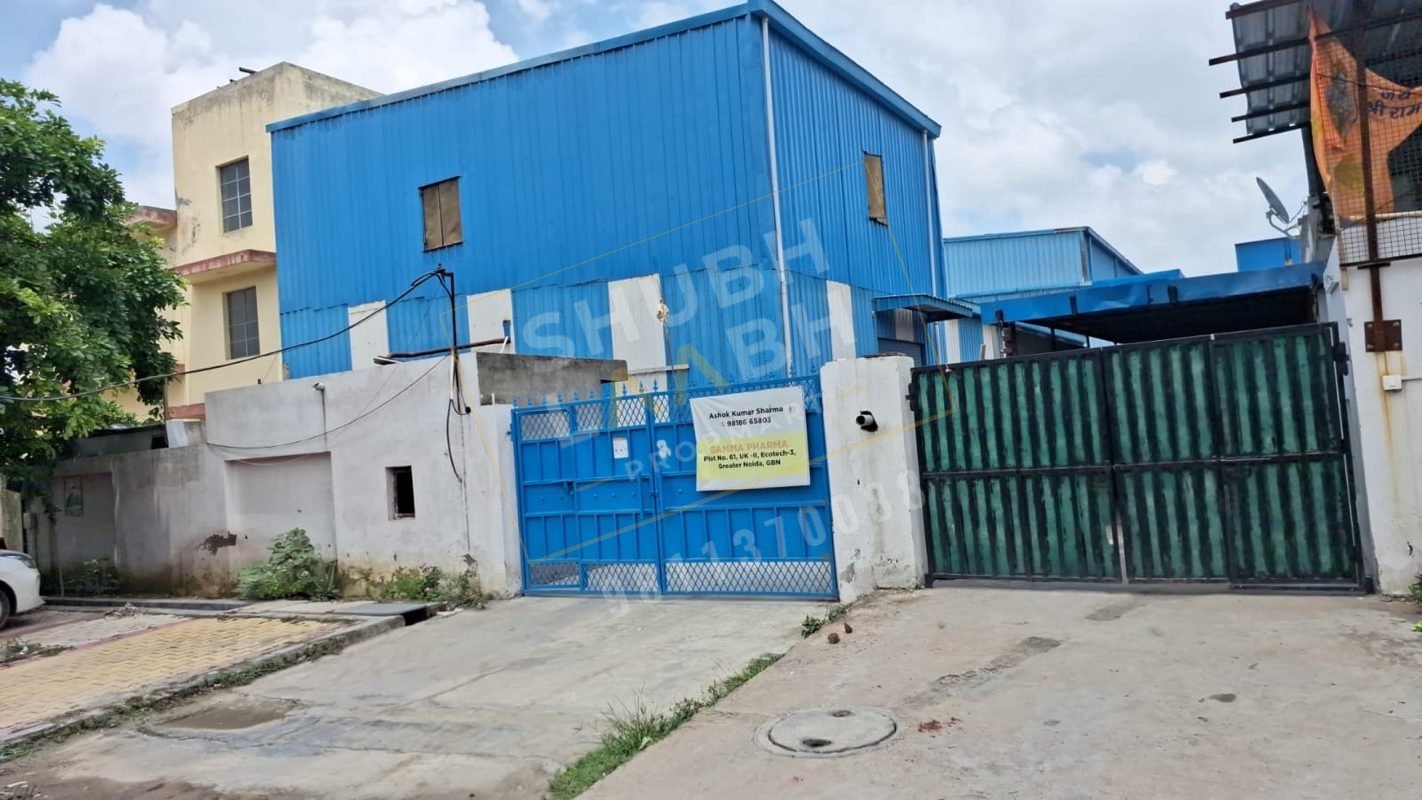 450 sq m factory with office block and shed in Ecotech III, Greater Noida — 24 m road