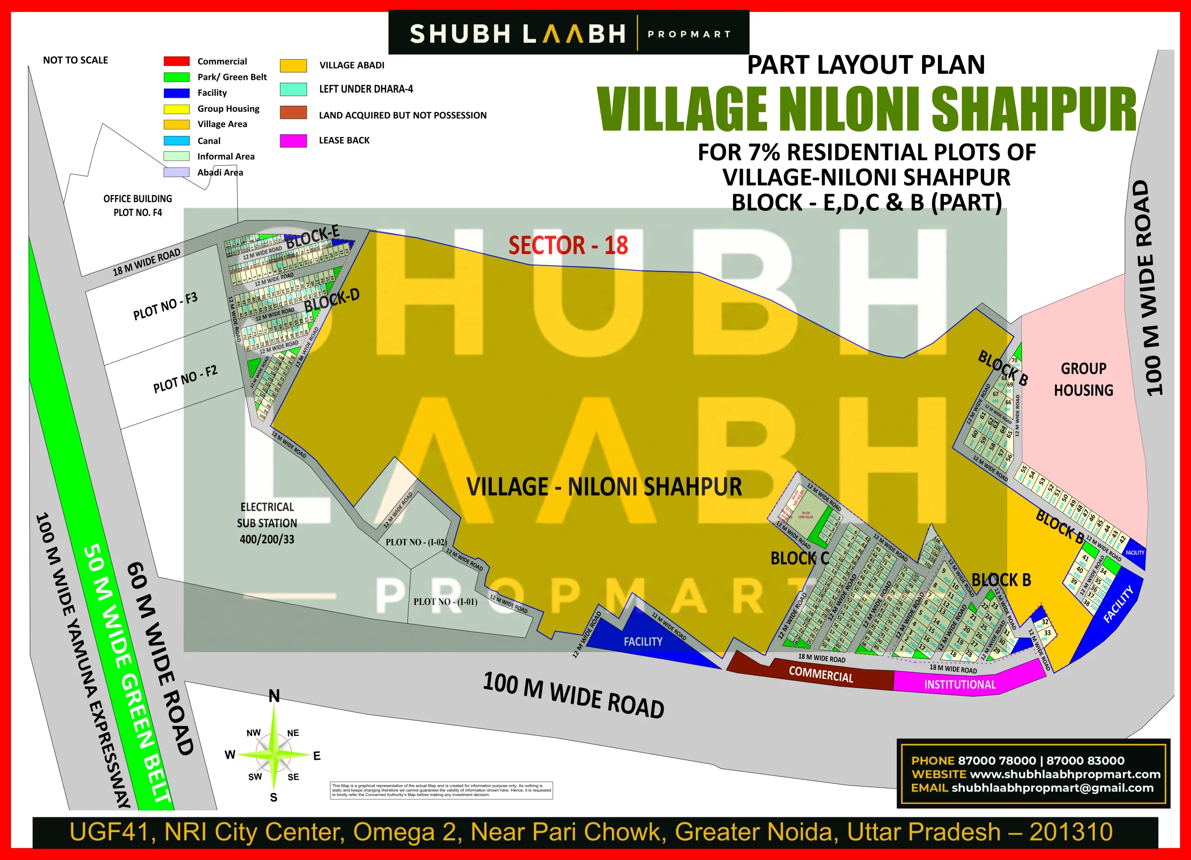 Abadi Village Niloni Shahpur Block-E, D, C & B Part — Yamuna Expressway village abadi plan