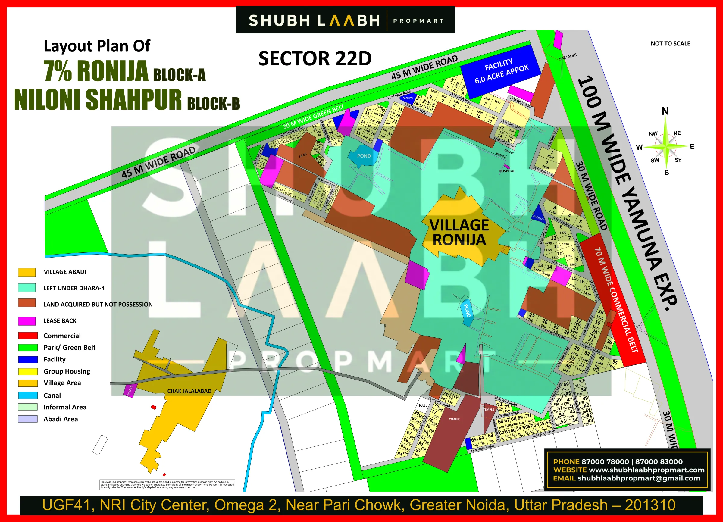 Abadi Village Ronija Block-A & Niloni Shahpur Block-B — Yamuna Expressway village abadi plan